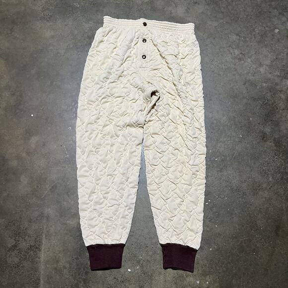 Vintage 40s 50s Hanes Quilties Cream Quilted Pants 32x26 - Picture 1 of 3
